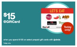 $15 Target GiftCard with $100 Let's Eat Gift Card Purchase at Target | Panera, Subway, Taco Bell and More