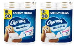 Stock Up Price With $20 Credit and $15 Rebate - Charmin Ultra Soft Cushiony Touch Toilet Paper, 54 Family Mega Rolls at Amazon |