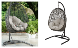 Better Homes & Gardens Outdoor Lantis Patio Wicker Hanging Egg Chair with Stand $130 (Reg. $238) at Walmart!