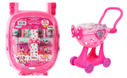 Disney Junior Minnie Mouse Bowtique Shopping Cart, 9-piece Plastic Grocery Set $10 at Walmart!