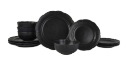 Beautiful by Drew Barrymore Scallop Black Dinnerware 12pc Set $49.97 at Walmart | Reg: $75