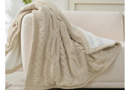 68% off Chenille Sherpa Cable Knit Throw Blanket on Amazon | Under $16