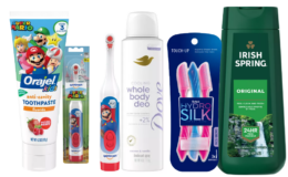 Pay $8.52 for $30.55 in Dove Whole Body Spray, Irish Spring, Schick, Kids Orajel & Spinbrush at Target {Ibotta}