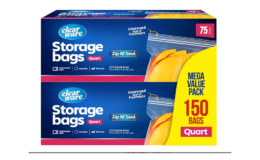 68% Off Quart Storage Bags, Double Zipper Seal - 150 Count on Amazon