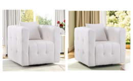 Bralei 32.28" W Modern Microfiber Upholstered Swivel Tufted Arm Accent Chair With Pillow $159.99 (Reg. $780) + Free Shipping at Wayfair